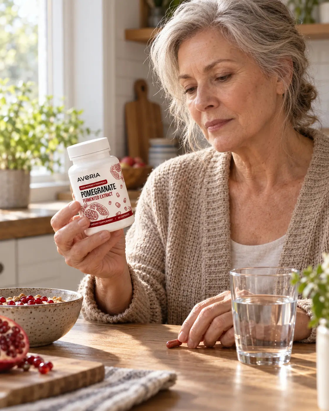 Woman naturally reading the product label