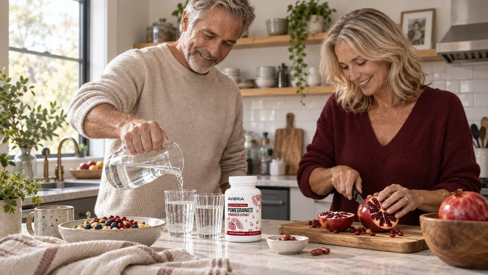 Couple following a shared daily wellness routine