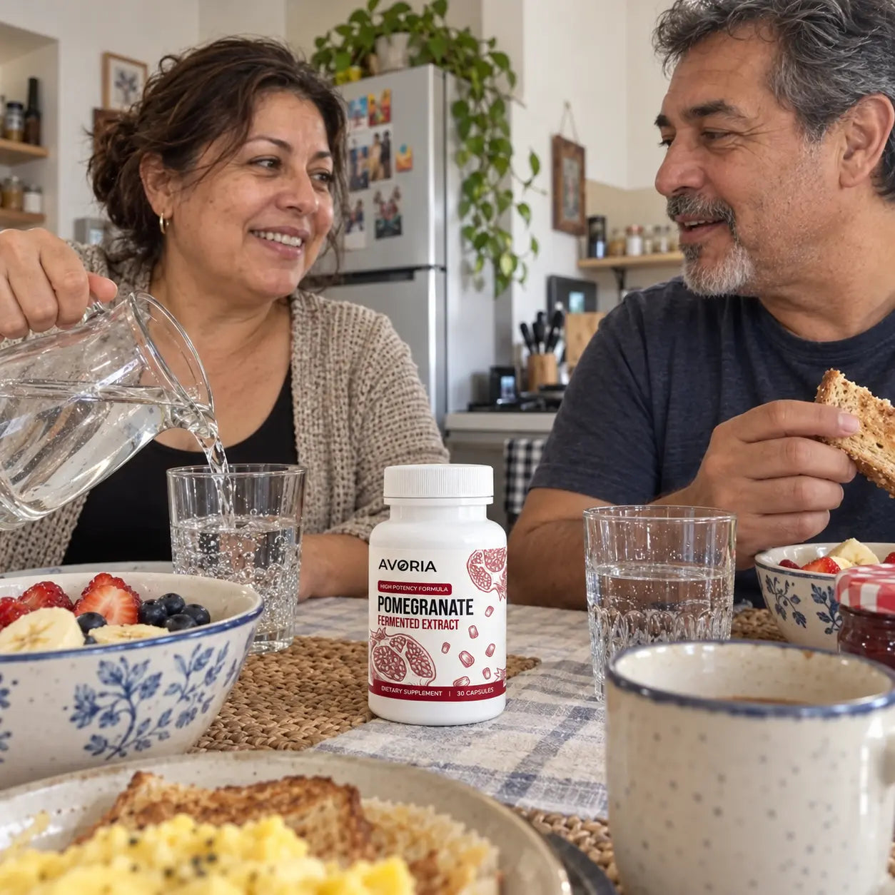 Couple sharing breakfast together