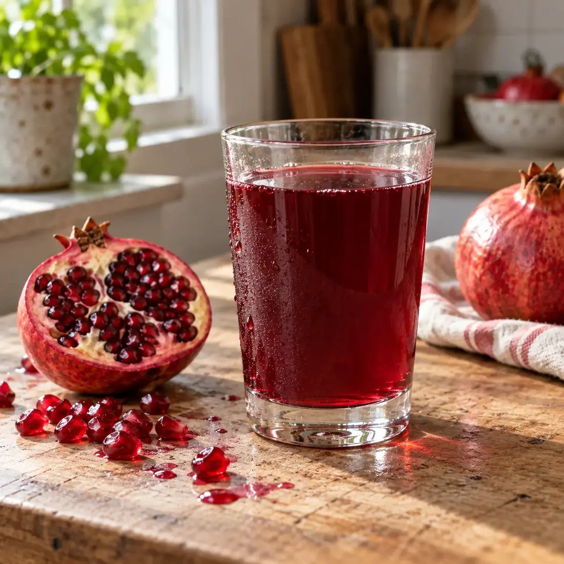 Glass of pomegranate juice