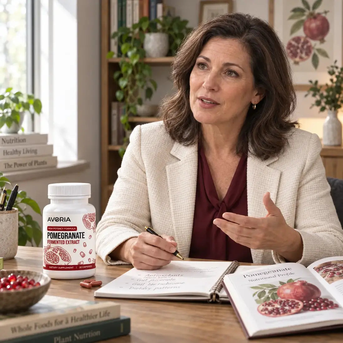 Margaret Ellis discussing the focused pomegranate formula