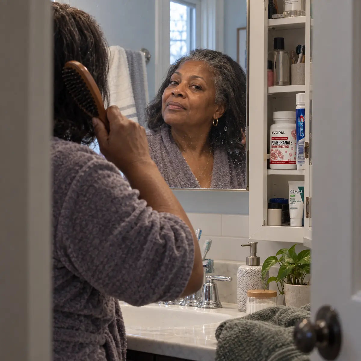 Natural bathroom morning routine